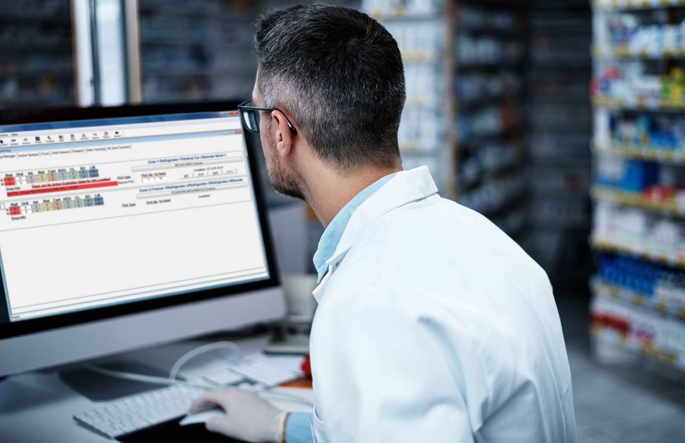 pharmacy staff using computer