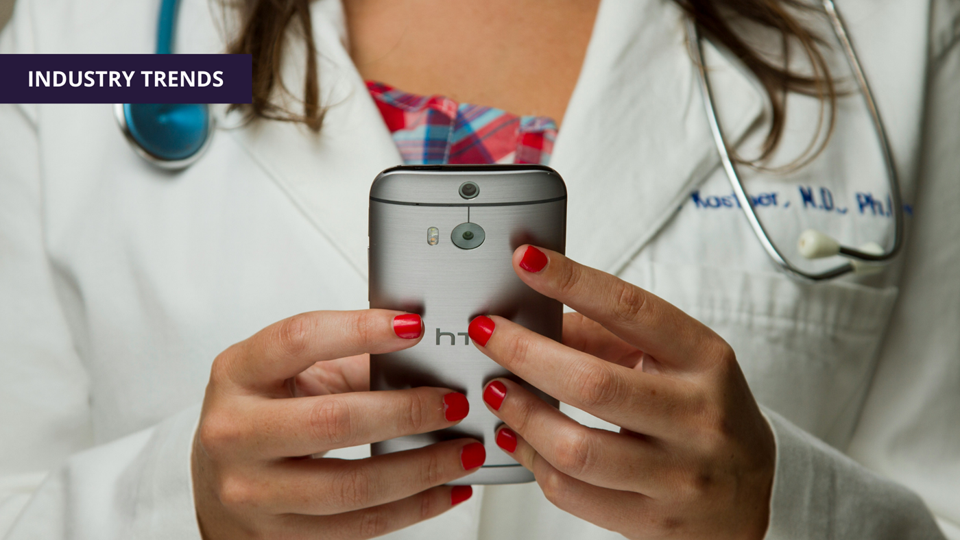 healthcare provider using phone