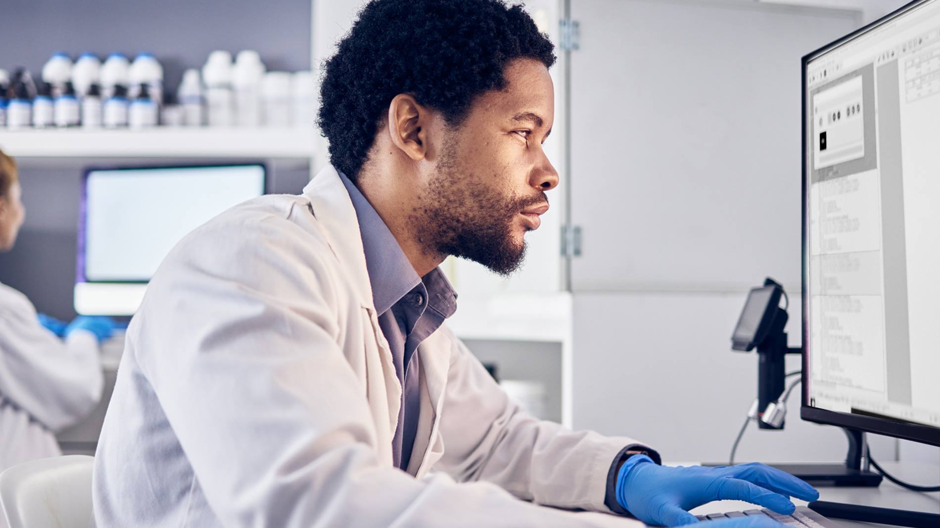 Doctor working on computer