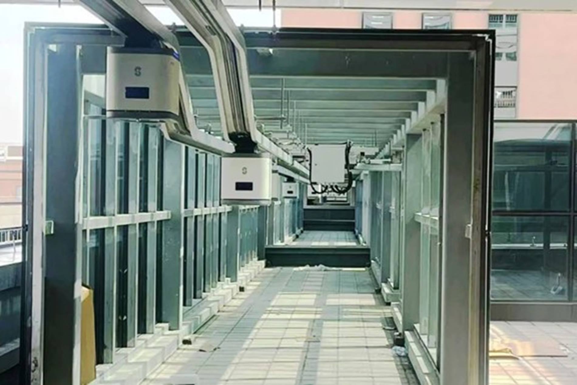 TransGuard driving in a glass corridor