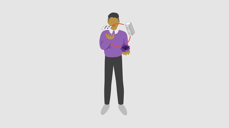 Illustration Mann jongliert