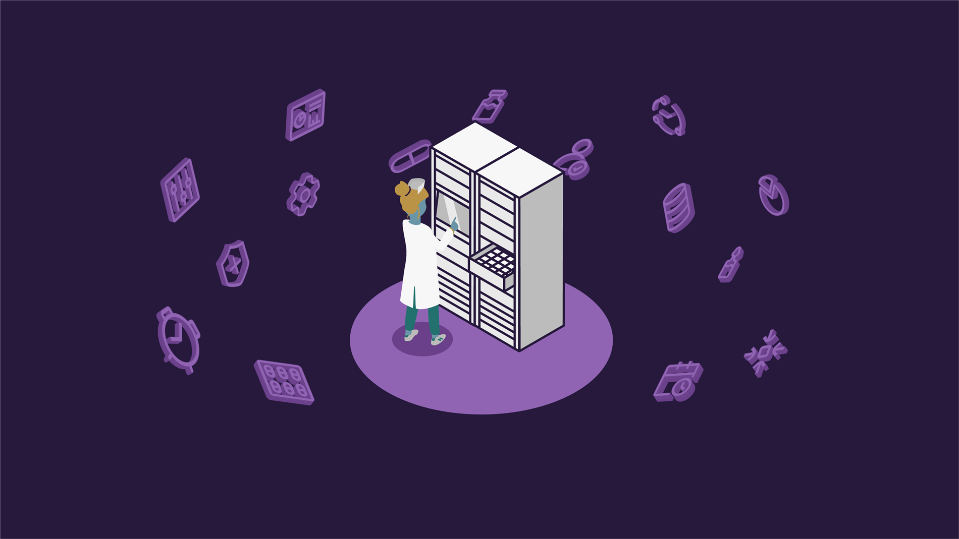 Illustration of a nurse working on an ADC