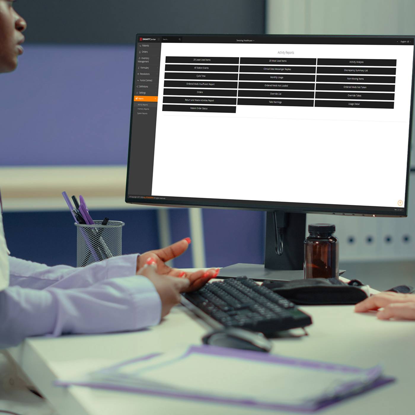 MedSMART-Software läuft auf PC-Bildschirm