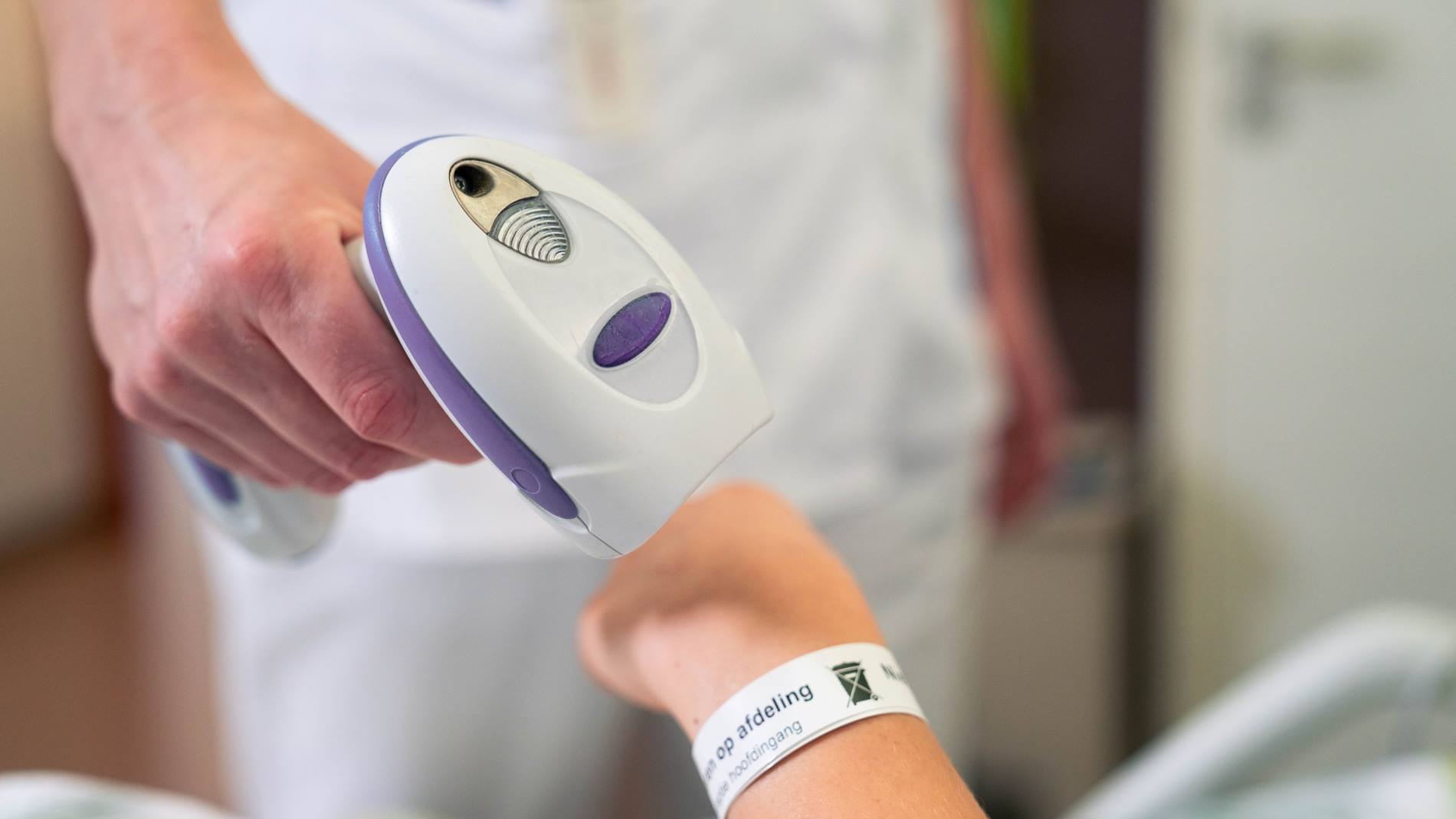 Patient label is scanned