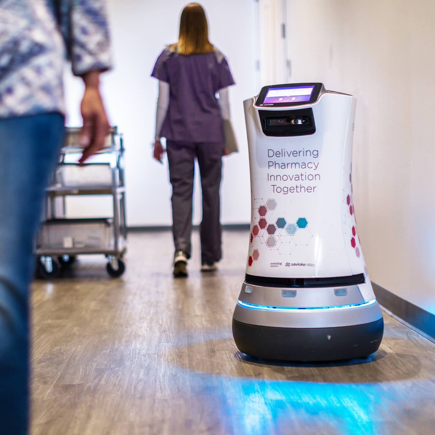 Relay moves autonomously through the hospital