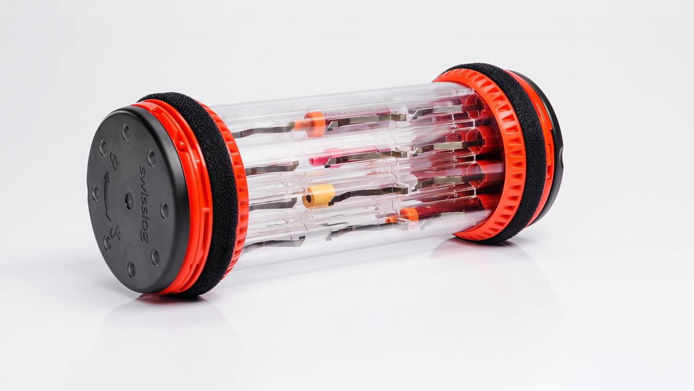 Conteneur de tubes pneumatiques Smart-Open avec échantillons